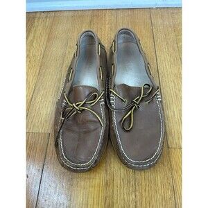 Polo Ralph Lauren Wyndings LEATHER Driving Shoes Mens 11 D Black W/ Tan Loafers